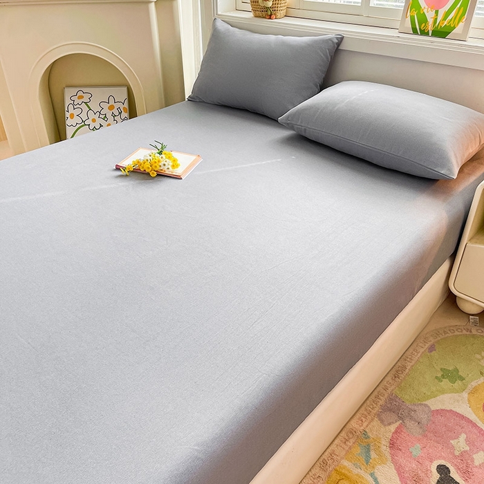 91家纺网 家纺一手货源 找家纺 晓时候2025新款老粗布床笠凉席 高级灰