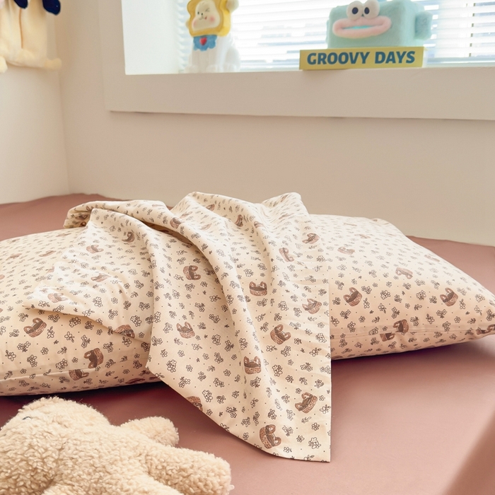 91家纺网 家纺一手货源 找家纺 花西夫人2025新款13372纯棉印花全棉四件套床单床笠款美拉德小篮子