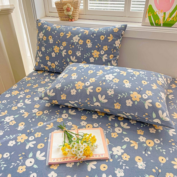 91家纺网 家纺一手货源 找家纺 晓时候2025新款老粗布床笠凉席 郁然花开