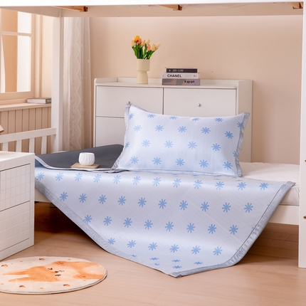 凌云 2025新款学生宿舍提花凉感冰丝席 雪漾-蓝