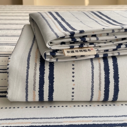 91家纺网 家纺一手货源 找家纺 雅居纺家纺 2025春夏新款全棉纯棉简约老粗布-单床单 床单单件凉席席 年华-蓝