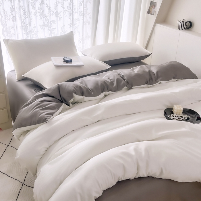 91家纺网 家纺一手货源 找家纺 （总）老K (原美阁） 2025新款爆款夏季纯色冰丝四件套 水洗真丝四件套纯色冰丝被套单品