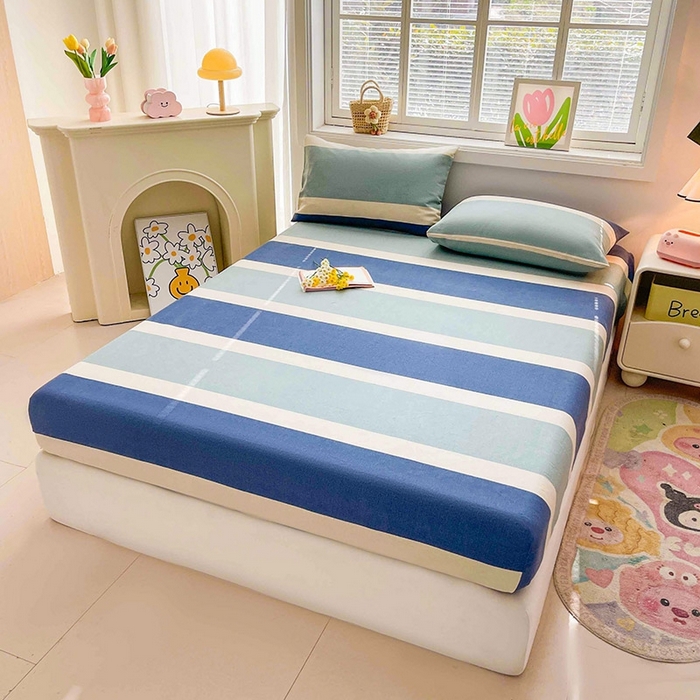 91家纺网 家纺一手货源 找家纺 晓时候2025新款老粗布床笠凉席 简语