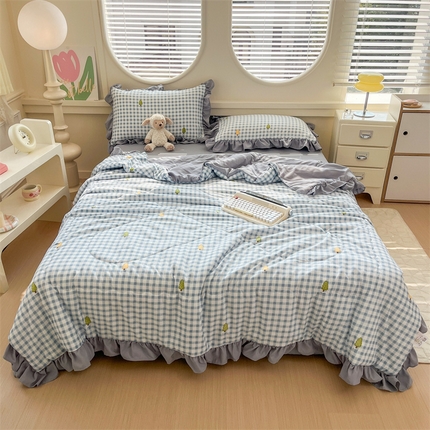 默忆 2025新款亲肤舒适针织棉夏被四件套夏凉被空调被 情书