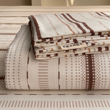 雅居纺家纺 2025春夏新款全棉纯棉简约老粗布-单床单 床单单件凉席席 自由-咖