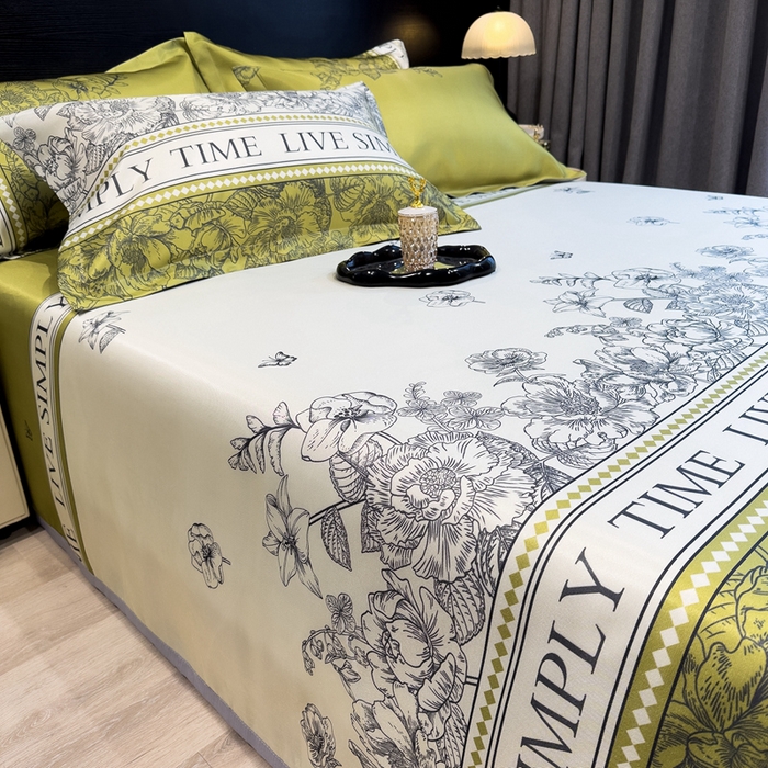 91家纺网 家纺一手货源 找家纺 许林家纺  2025新款冰丝凉席床单款凉席三件套 绿玉薄荷