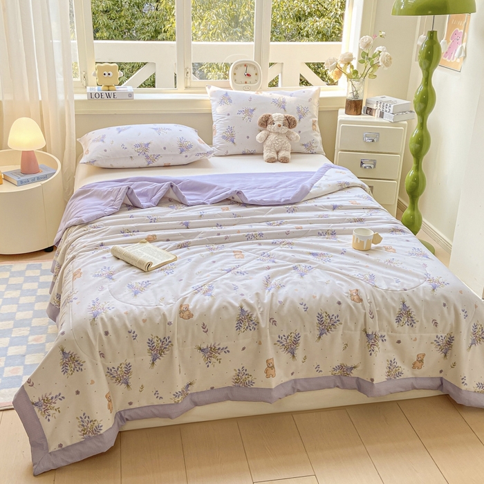 91家纺网 家纺一手货源 找家纺 沃尔居 2025新款双面全棉印花夏被可机洗小清新纯棉夏凉被薄被芯空调被子 罗曼蒂克