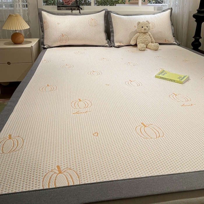 91家纺网 家纺一手货源 找家纺 雅居纺家纺 2025春夏新款A类加厚三明治底提花凉感席床席款 南瓜