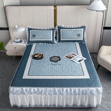 91家纺网 家纺一手货源 找家纺 麋兔 2025新款冰丝床裙乳胶凉席席子 香奇朵