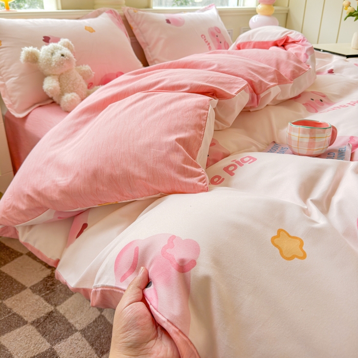 91家纺网 家纺一手货源 找家纺 佑佳家纺 2025年新款铂金棉芦荟棉学生三件套四件套 单被套 单枕套「支持定做各种尺寸」 猪猪侠