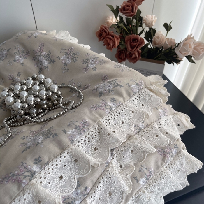 91家纺网 家纺一手货源 找家纺 莱豫2025新款法式纯棉夏被春秋被 花海米