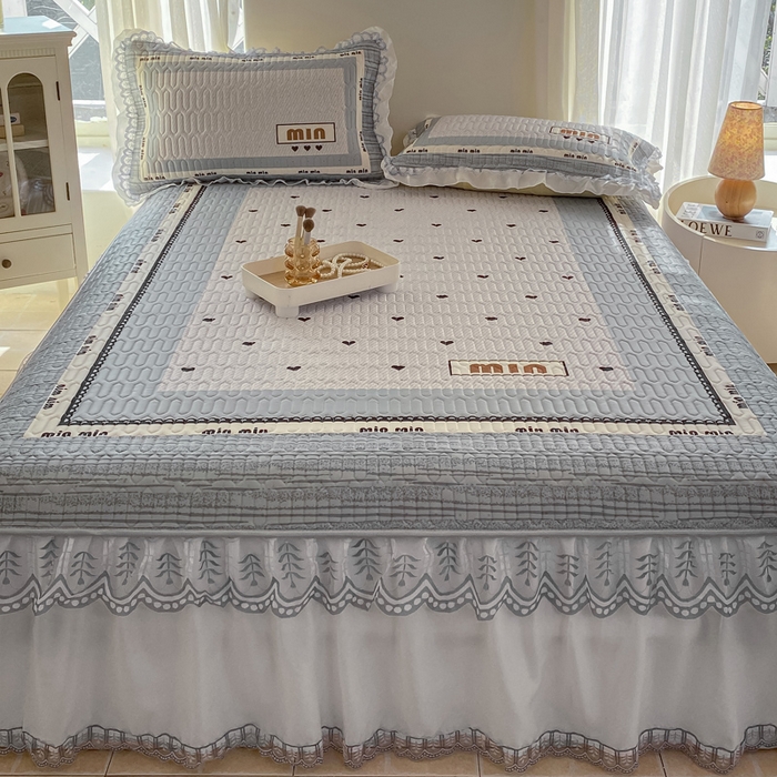 91家纺网 家纺一手货源 找家纺 麋兔 2025新款冰丝床裙乳胶凉席席子 沐香