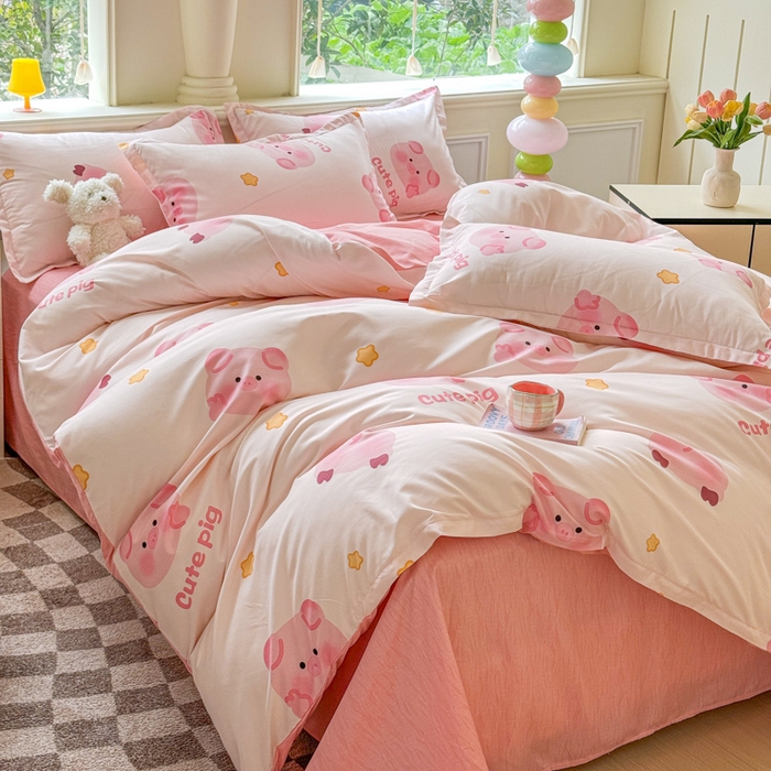 91家纺网 家纺一手货源 找家纺 佑佳家纺 2025年新款铂金棉芦荟棉学生三件套四件套 单被套 单枕套「支持定做各种尺寸」 猪猪侠