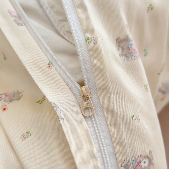 91家纺网 家纺一手货源 找家纺 花西夫人2025新款13372纯棉印花全棉四件套床单床笠款爱心小兔