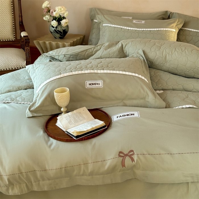 91家纺网 家纺一手货源 找家纺 （总）宏羽纺 2025新款全棉绗缝加厚磨毛四件套