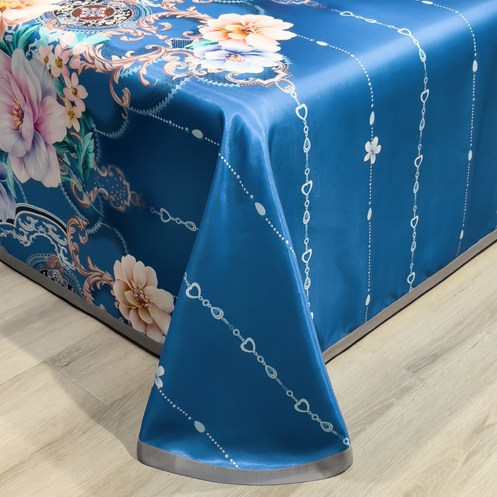 91家纺网 家纺一手货源 找家纺 许林家纺  2025新款冰丝凉席床单款凉席三件套 苏叶