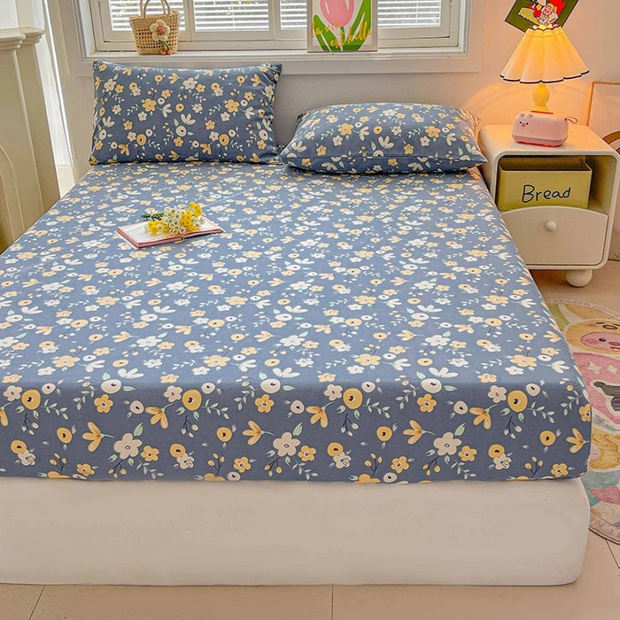 91家纺网 家纺一手货源 找家纺 晓时候2025新款老粗布床笠凉席 郁然花开