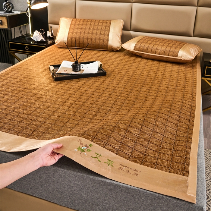 91家纺网 家纺一手货源 找家纺 瑶瑶家居床垫 2025新款艾草双面古藤席 艾草-罗马格