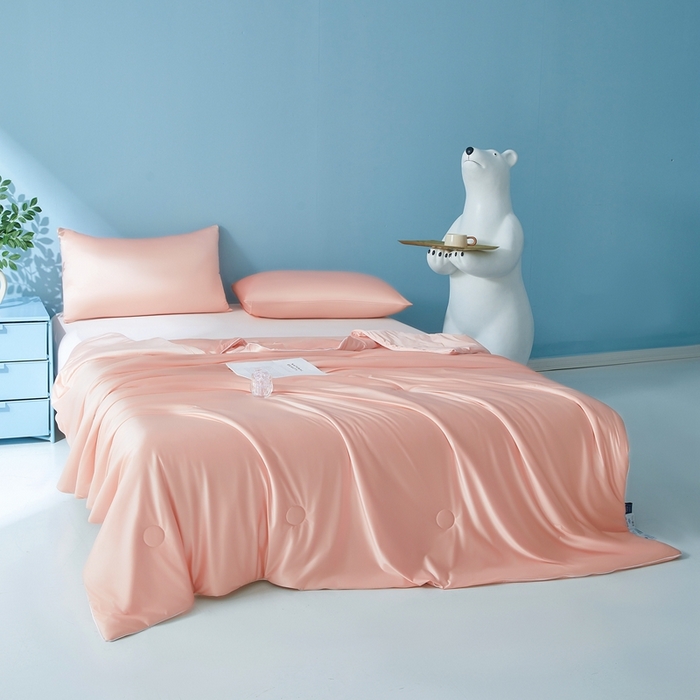 91家纺网 家纺一手货源 找家纺 芊梵 2025新款凉感丝夏被20%氨纶+80%锦纶夏凉被空调被 冰肌玉