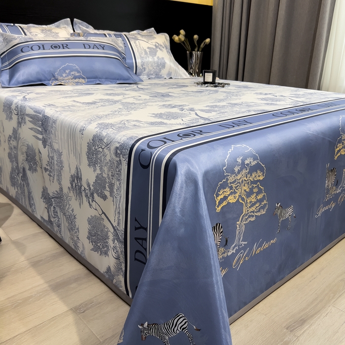 91家纺网 家纺一手货源 找家纺 许林家纺  2025新款冰丝凉席床单款凉席三件套 梧桐