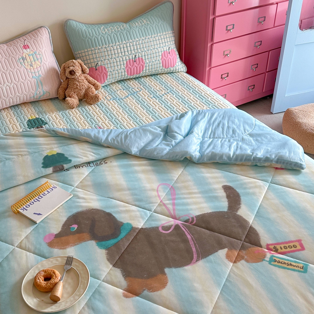 91家纺网 家纺一手货源 找家纺 美乐迪家纺2025新款凉感丝乳胶凉席夏被夏凉被空调被 露丝的腊肠狗