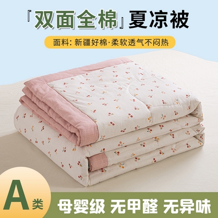 91家纺网 家纺一手货源 找家纺 沃尔居 2025新款双面全棉印花夏被可机洗小清新纯棉夏凉被薄被芯空调被子 雨汐