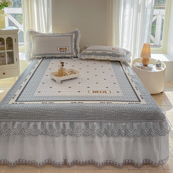 91家纺网 家纺一手货源 找家纺 麋兔 2025新款冰丝床裙乳胶凉席席子 沐香