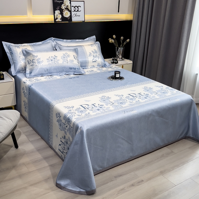 91家纺网 家纺一手货源 找家纺 许林家纺  2025新款冰丝凉席床单款凉席三件套 凝光