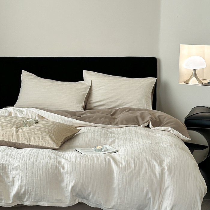 91家纺网 家纺一手货源 找家纺 （总）梦享生活家居 2025新款色织三层提花人字纹面料四件套-青春系列