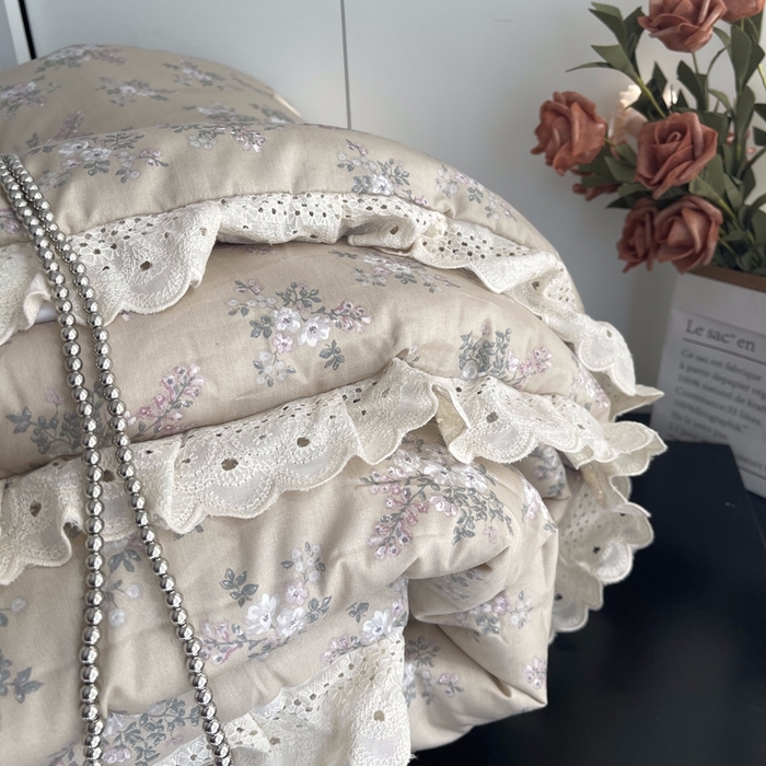 91家纺网 家纺一手货源 找家纺 莱豫2025新款法式纯棉夏被春秋被 花海米