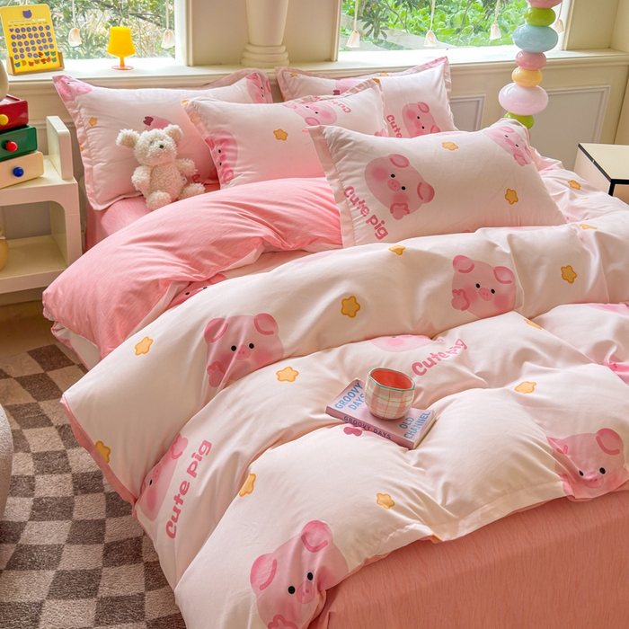 91家纺网 家纺一手货源 找家纺 佑佳家纺 2025年新款铂金棉芦荟棉学生三件套四件套 单被套 单枕套「支持定做各种尺寸」 猪猪侠