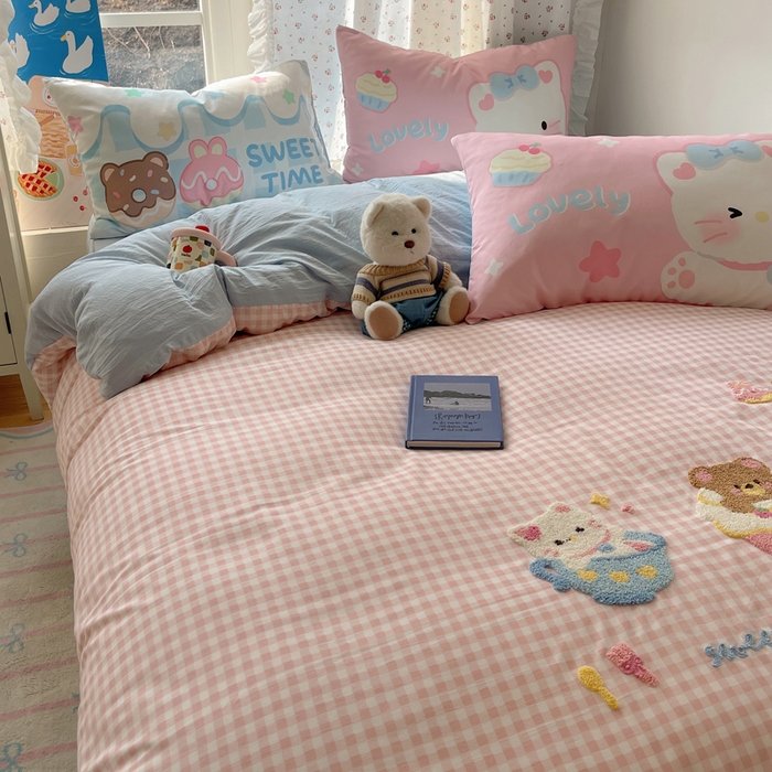 91家纺网 家纺一手货源 找家纺 慕澄家纺 2025新款毛巾绣小清新四件套 甜品会