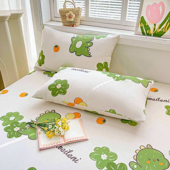 91家纺网 家纺一手货源 找家纺 晓时候2025新款老粗布床笠凉席 恐龙乐园