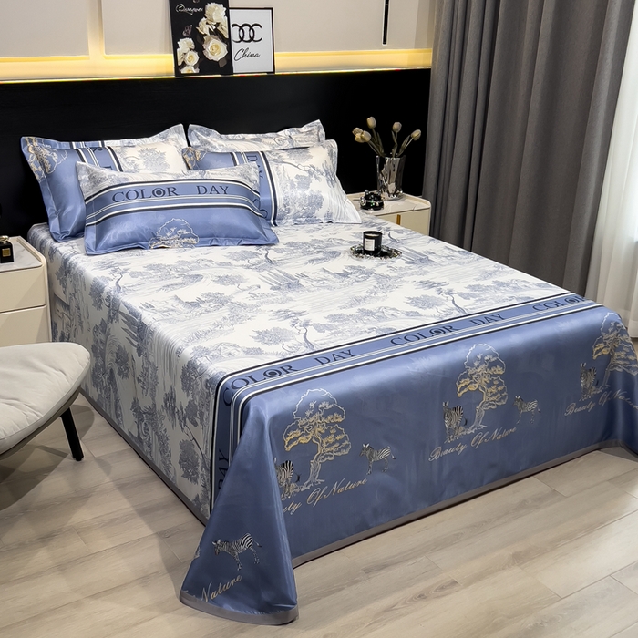 91家纺网 家纺一手货源 找家纺 许林家纺  2025新款冰丝凉席床单款凉席三件套 梧桐