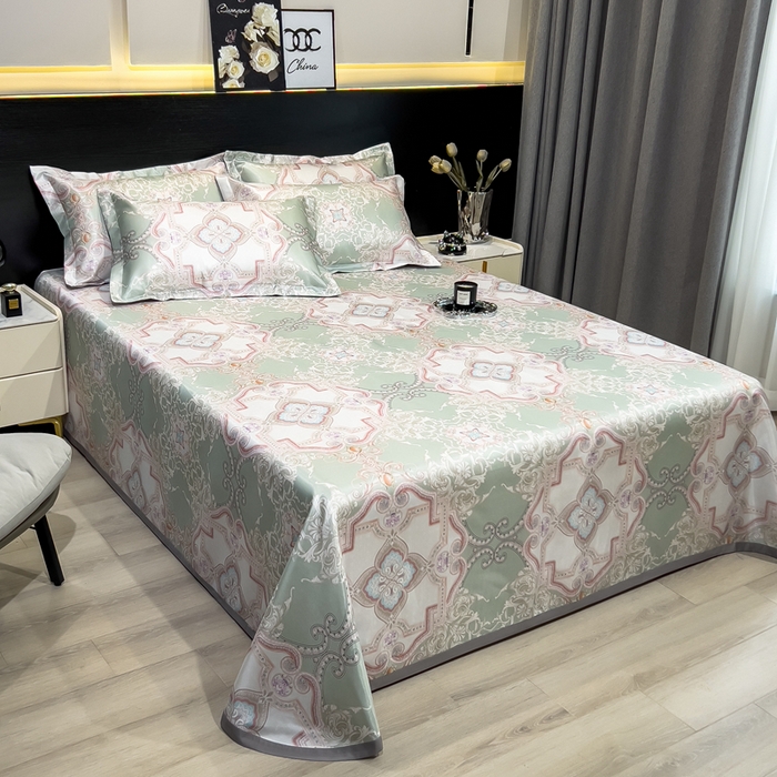 91家纺网 家纺一手货源 找家纺 许林家纺  2025新款冰丝凉席床单款凉席三件套 卡罗拉