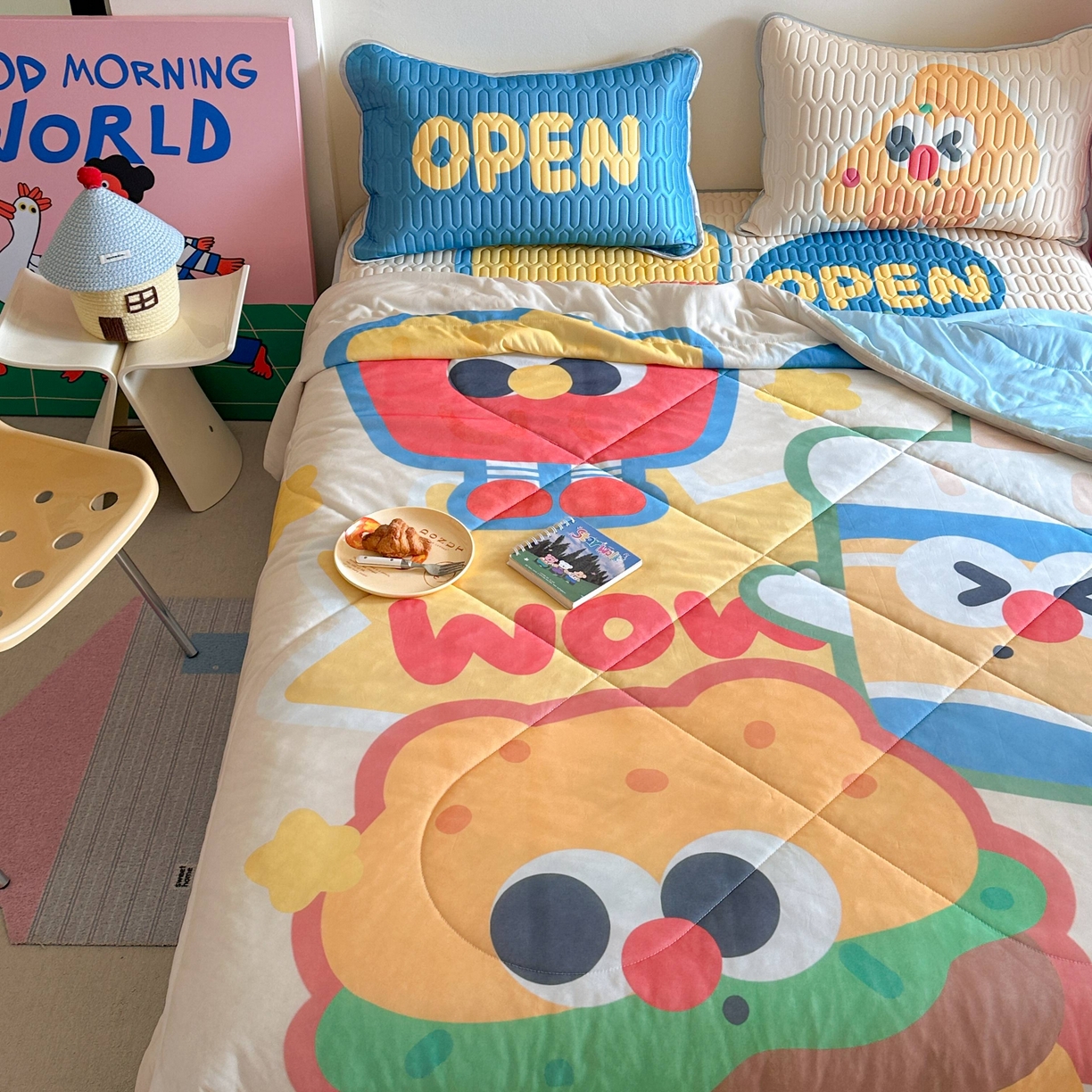 91家纺网 家纺一手货源 找家纺 美乐迪家纺2025新款凉感丝乳胶凉席夏被夏凉被空调被 汉堡