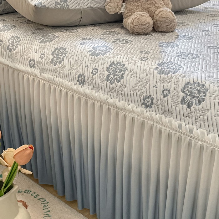 91家纺网 家纺一手货源 找家纺 雅居纺家纺 2025新款加厚三明治底床裙款凉感席 梦幻-蓝