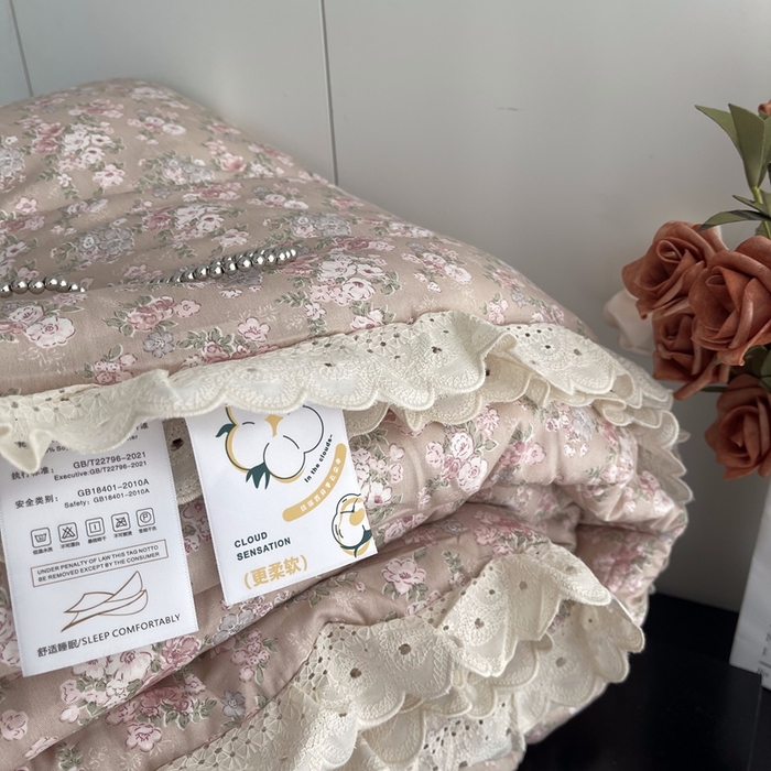 91家纺网 家纺一手货源 找家纺 莱豫2025新款法式纯棉夏被春秋被 花海玉