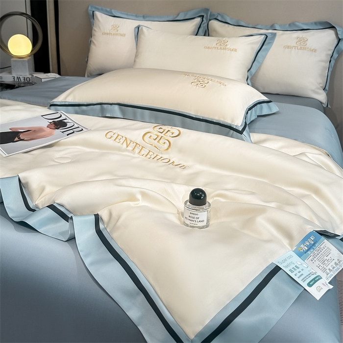 91家纺网 家纺一手货源 找家纺 笙意家纺2025新款水洗真丝夏被 威廉-奶昔白+海清