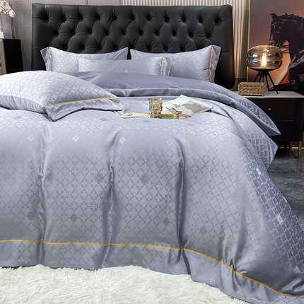 经年 2025新款60S贡缎提花水洗真丝冰丝天丝四件套直播爆款 香瑾-石灰