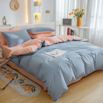 91家纺网 家纺一手货源 找家纺 （总）2025新款全棉双拼水洗棉四件套