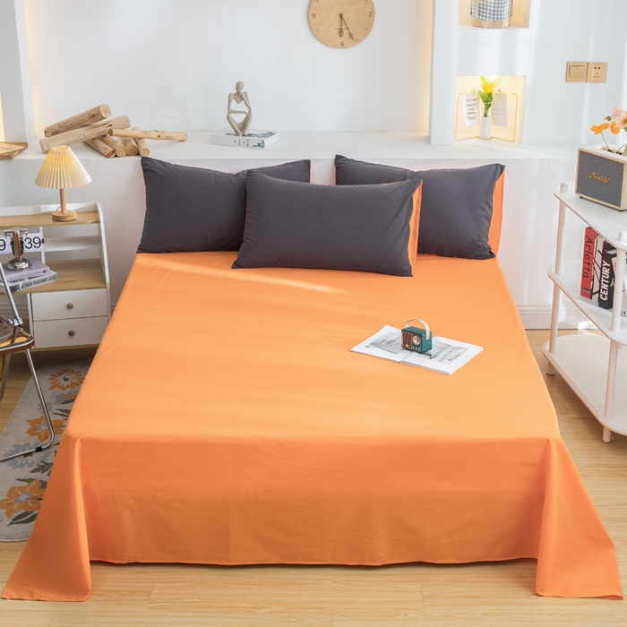 91家纺网 家纺一手货源 找家纺 2025新款全棉双拼水洗棉四件套 双拼-深灰桔