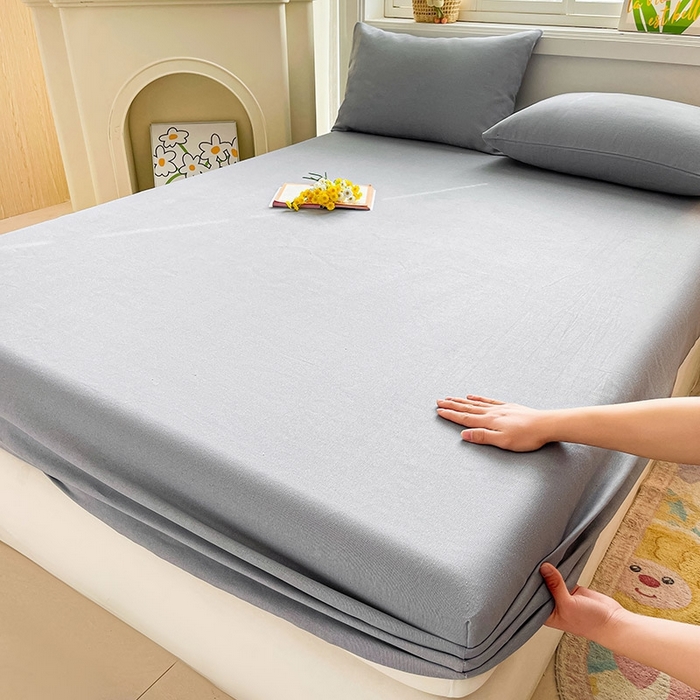 91家纺网 家纺一手货源 找家纺 晓时候2025新款老粗布床笠凉席 高级灰