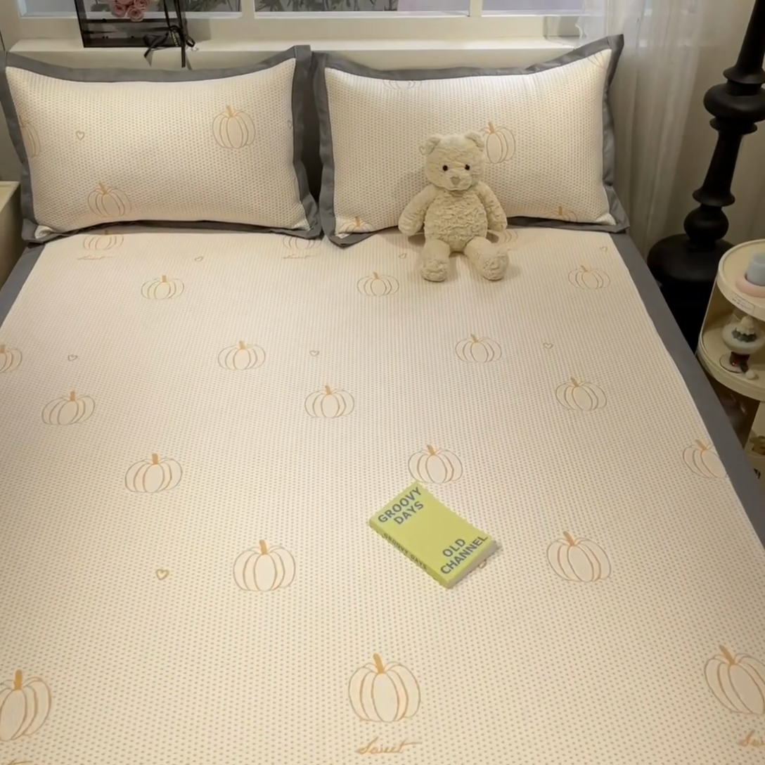 91家纺网 家纺一手货源 找家纺 雅居纺家纺 2025春夏新款A类加厚三明治底提花凉感席床席款 南瓜