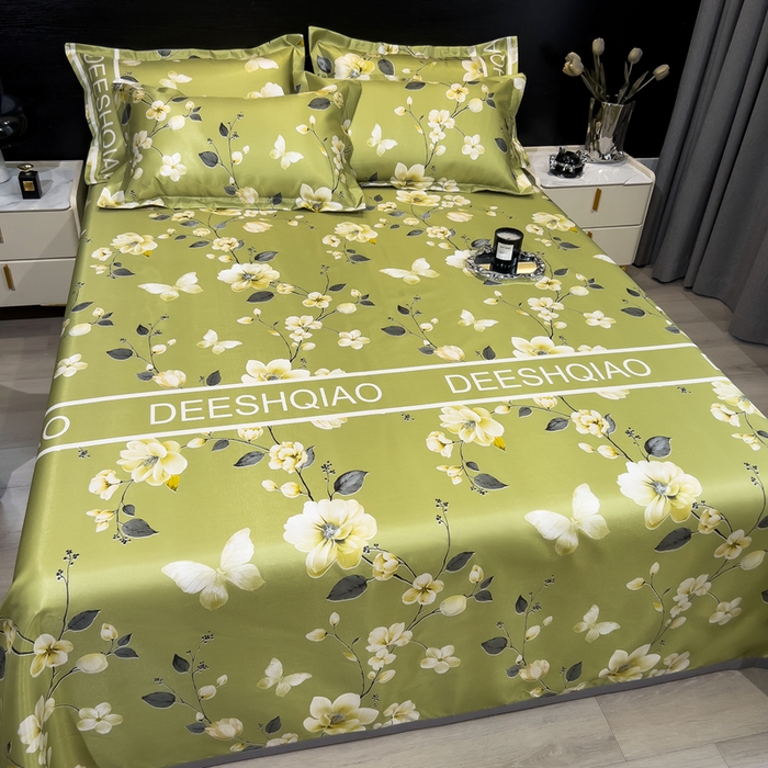 91家纺网 家纺一手货源 找家纺 许林家纺  2025新款冰丝凉席床单款凉席三件套 小树梨