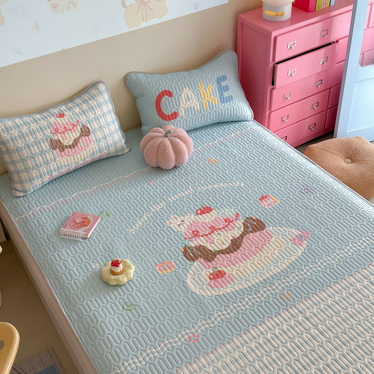 91家纺网 家纺一手货源 找家纺 美乐迪家纺2025新款凉感丝乳胶凉席夏被夏凉被空调被 甜蜜蛋糕