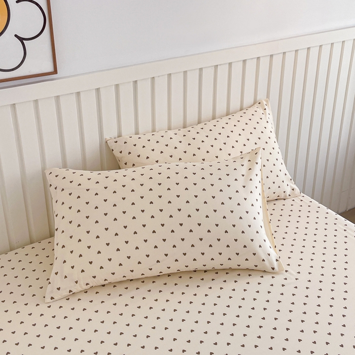 91家纺网 家纺一手货源 找家纺 芯元素 2025新款针织双层纱印花床笠 甜心-咖