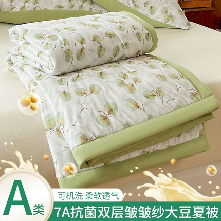 欢乐季 2025新款7A抗菌双层皱皱纱大豆夏被夏凉被空调被 小幸运