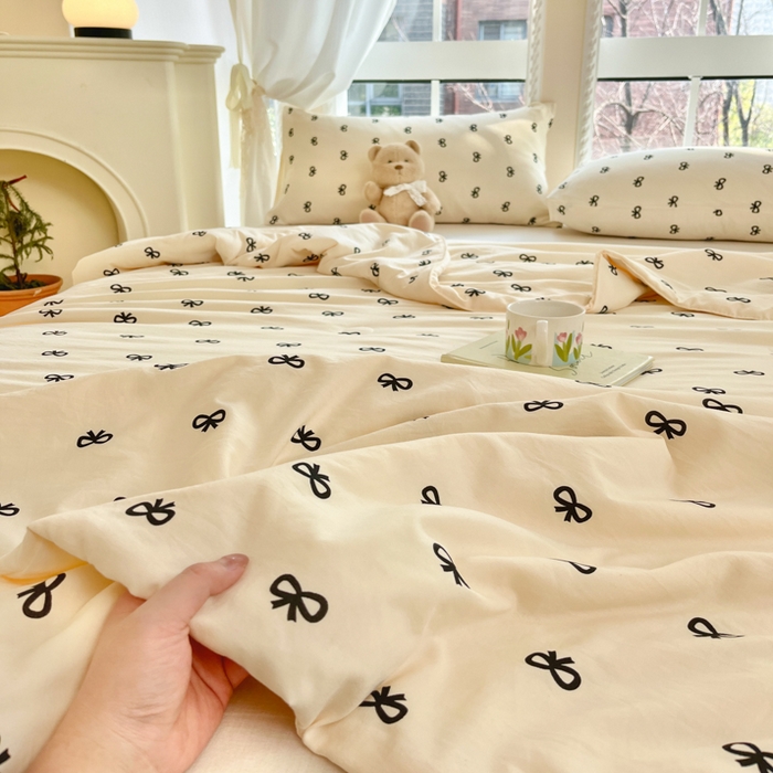 91家纺网 家纺一手货源 找家纺 星巴k家纺 2025糯糯棉A类大豆蛋白纤维夏凉被双层纱水洗棉夏被大豆被 蝴蝶结