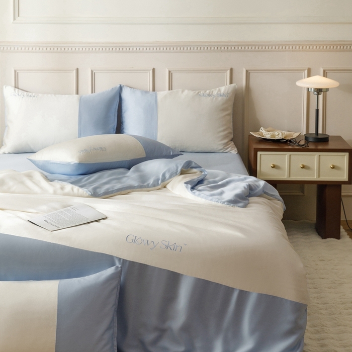 91家纺网 家纺一手货源 找家纺 金奇达2025新款【黛拉】-茧养莱赛尔四件套（标准号全网控价（折后券后）不低于228元） 黛拉-海风蓝